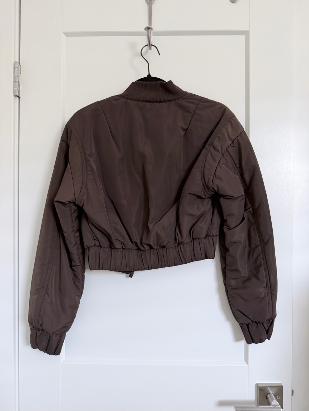 ALO Yoga Chocolate Brown Cropped Bomber Jacket - Picture 3 of 3
